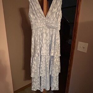 Lulu's Blue Sleeveless V-Neck Midi Sundress